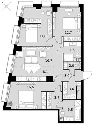 Квартира 4-комн. квартира, 93.8 м² ЖК «Sydney City» Фото 1 Квартира 4-комн. квартира, 93.8 м² ЖК «Sydney City» Фото 1