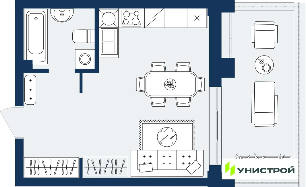 Планировка 1-комн. квартира, 31.88 м² ЖК «ГРАНД БЕРЕГ»