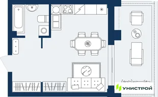 Планировка 1-комн. квартира, 31.88 м² ЖК «ГРАНД БЕРЕГ»