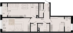 Планировка 3-комн. квартира, 85.8 м² ЖК «Хозяин морей»