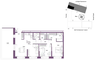 Планировка 3-комн. квартира, 102.16 м² ЖК «Микрорайон Домашний»