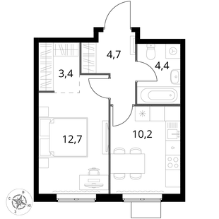 Квартира 1-комн. квартира, 35.4 м² ЖК «1-й Измайловский» Фото 1