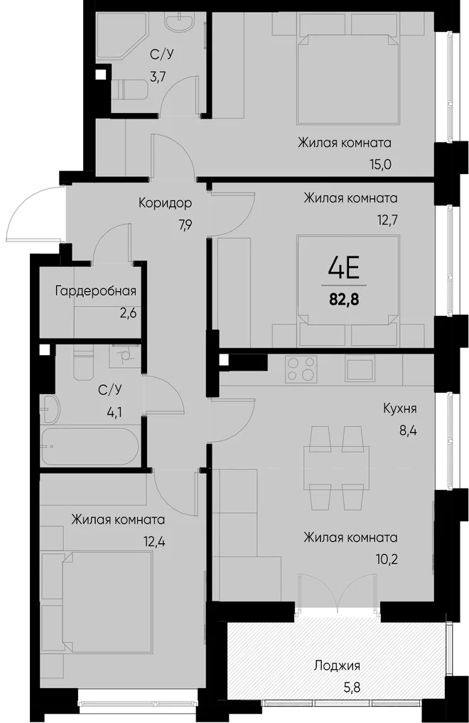 Планировка 4-комн. квартира, 82.8 м² ЖК «Васильевский остров» Планировка 4-комн. квартира, 82.8 м² ЖК «Васильевский остров»