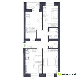 Планировка 3-комн. квартира, 75.85 м² ЖК «Царёво City»