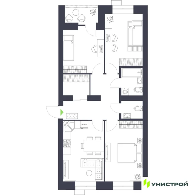 Планировка 3-комн. квартира, 75.85 м² ЖК «Царёво City» Планировка 3-комн. квартира, 75.85 м² ЖК «Царёво City»