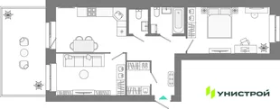 Планировка 2-комн. квартира, 64.13 м² ЖК «Лето»