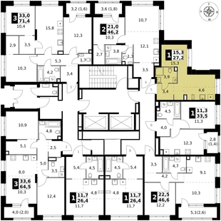 Квартира Студия, 27.2 м² ЖК «1-й Саларьевский» Фото 2