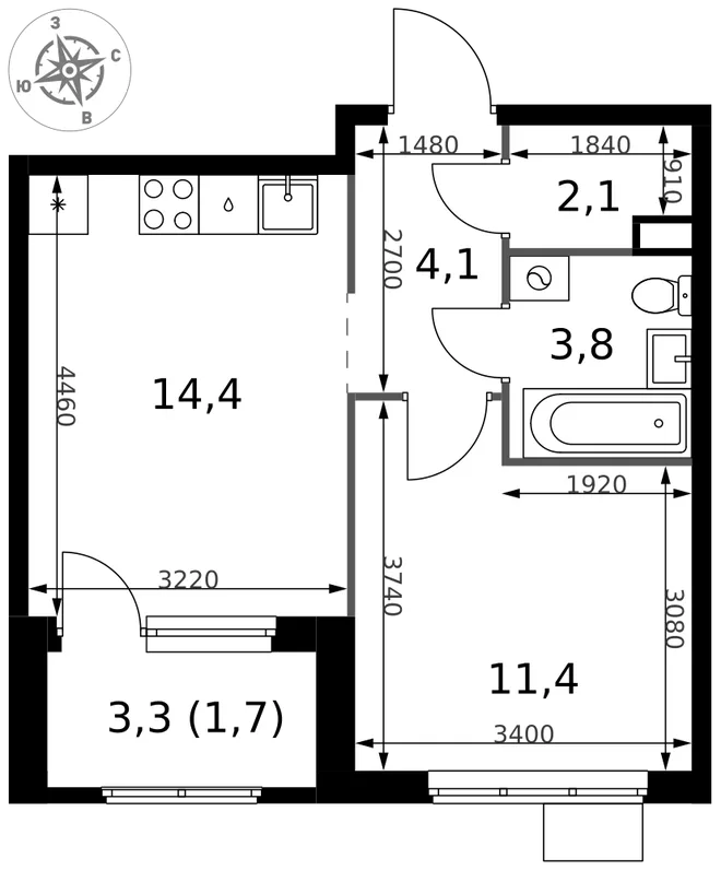 Планировка 1-комн. квартира, 37.5 м² ЖК «1-й Химкинский» Планировка 1-комн. квартира, 37.5 м² ЖК «1-й Химкинский»