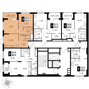 Квартира 2-комн. квартира, 50.6 м² ЖК «1-й Химкинский» Фото 2 Квартира 2-комн. квартира, 50.6 м² ЖК «1-й Химкинский» Фото 2
