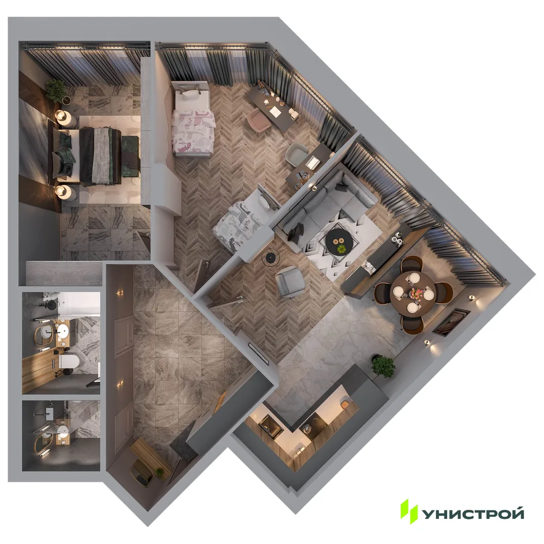 Планировка 2-комн. квартира, 81.26 м² ЖК «Statum»