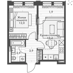 Квартира 1-комн. квартира, 35.1 м² ЖК «Философия» Фото 1