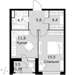 Квартира 1-комн. квартира, 41.7 м² ЖК «Sky Garden» Фото 1 Квартира 1-комн. квартира, 41.7 м² ЖК «Sky Garden» Фото 1