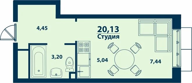 Планировка 1-комн. квартира, 20.13 м² ЖК «Город природы» Планировка 1-комн. квартира, 20.13 м² ЖК «Город природы»