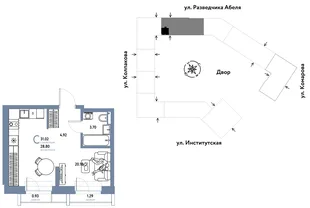 Планировка Студия, 31.02 м² ЖК «Страна.Парковая»