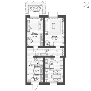 Квартира 2-комн. квартира, 84.8 м² ЖК «ФоРест» Фото 1