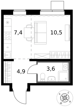 Квартира Студия, 26.4 м² ЖК «1-й Южный» Фото 1