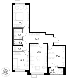 Квартира 3-комн. квартира, 83.1 м² ЖК «1-й Южный» Фото 1 Квартира 3-комн. квартира, 83.1 м² ЖК «1-й Южный» Фото 1