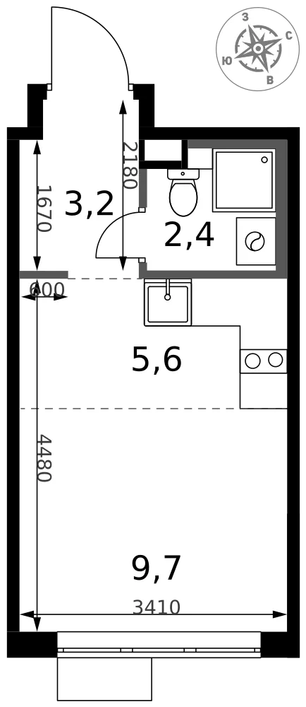 Планировка Студия, 20.9 м² ЖК «1-й Химкинский» Планировка Студия, 20.9 м² ЖК «1-й Химкинский»