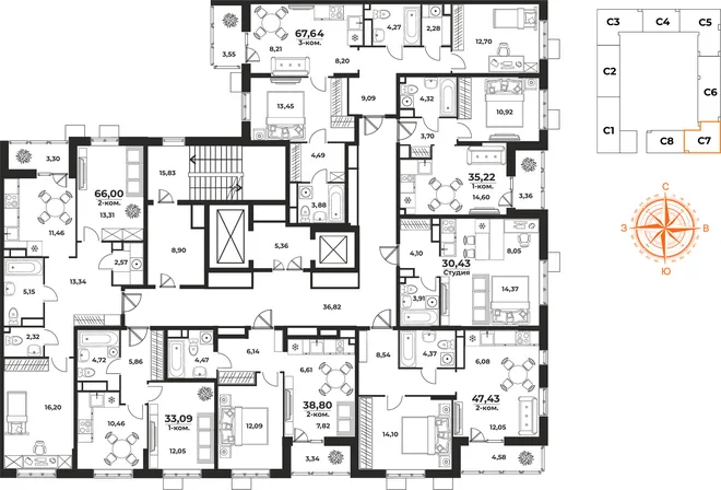 Квартира 2-комн. квартира, 47.43 м² ЖК «Живописный сад» Фото 1 Квартира 2-комн. квартира, 47.43 м² ЖК «Живописный сад» Фото 1