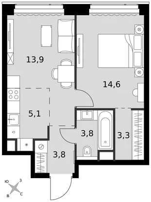 Квартира 2-комн. квартира, 44.5 м² ЖК «Amber Сity» Фото 1 Квартира 2-комн. квартира, 44.5 м² ЖК «Amber Сity» Фото 1