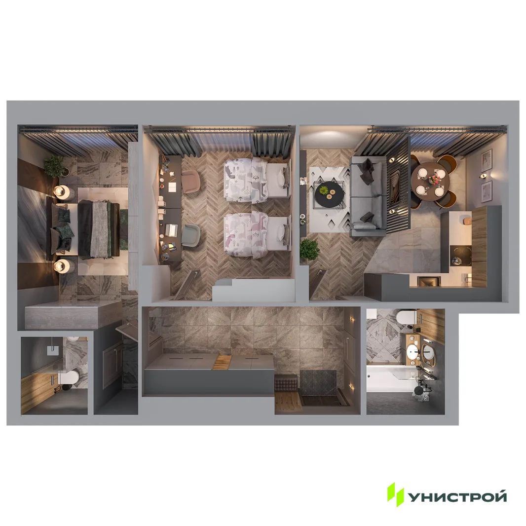 Планировка 2-комн. квартира, 64.23 м² ЖК «Statum»