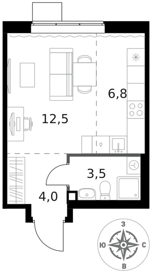 Квартира Студия, 26.8 м² ЖК «1-й Ясеневский» Фото 1 Квартира Студия, 26.8 м² ЖК «1-й Ясеневский» Фото 1