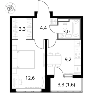 Квартира 1-комн. квартира, 34.1 м² ЖК «1-й Донской» Фото 1 Квартира 1-комн. квартира, 34.1 м² ЖК «1-й Донской» Фото 1