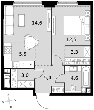 Квартира 2-комн. квартира, 48.9 м² ЖК «Sydney City» Фото 1