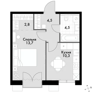 Квартира 1-комн. квартира, 35.7 м² ЖК «Флагман» Фото 1 Квартира 1-комн. квартира, 35.7 м² ЖК «Флагман» Фото 1