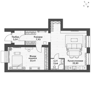 Квартира 2-комн. квартира, 69.9 м² ЖК «ФоРест» Фото 1 Квартира 2-комн. квартира, 69.9 м² ЖК «ФоРест» Фото 1