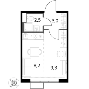 Квартира Студия, 23 м² ЖК «1-й Шереметьевский» Фото 1 Квартира Студия, 23 м² ЖК «1-й Шереметьевский» Фото 1