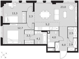 Квартира 3-комн. квартира, 79.3 м² ЖК «Sydney City» Фото 1 Квартира 3-комн. квартира, 79.3 м² ЖК «Sydney City» Фото 1
