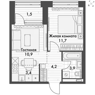 Квартира 1-комн. квартира, 36.2 м² ЖК «Философия» Фото 1