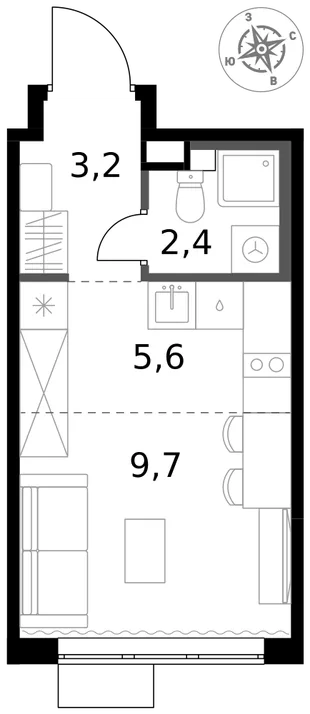 Квартира Студия, 20.9 м² ЖК «1-й Химкинский» Фото 1