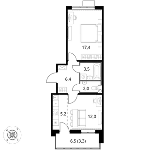 Квартира 2-комн. квартира, 49.8 м² ЖК «1-й Шереметьевский» Фото 1 Квартира 2-комн. квартира, 49.8 м² ЖК «1-й Шереметьевский» Фото 1