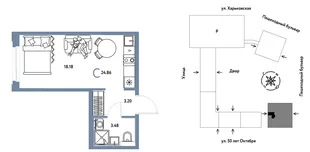 Планировка Студия, 24.86 м² ЖК «Сердце Сибири»