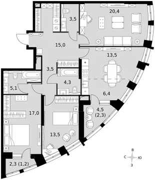 Квартира 4-комн. квартира, 104.8 м² ЖК «Sydney City» Фото 1 Квартира 4-комн. квартира, 104.8 м² ЖК «Sydney City» Фото 1