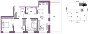 Планировка 3-комн. квартира, 93.05 м² ЖК «Остров-сад»