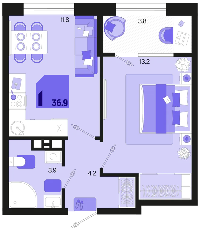 Планировка 1-комн. квартира, 36.9 м² ЖК «Первое место» Планировка 1-комн. квартира, 36.9 м² ЖК «Первое место»