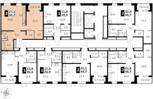 Квартира 2-комн. квартира, 50.7 м² ЖК «1-й Ясеневский» Фото 2 Квартира 2-комн. квартира, 50.7 м² ЖК «1-й Ясеневский» Фото 2