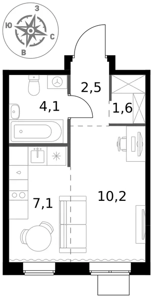 Квартира Студия, 25.5 м² ЖК «1-й Ясеневский» Фото 1 Квартира Студия, 25.5 м² ЖК «1-й Ясеневский» Фото 1