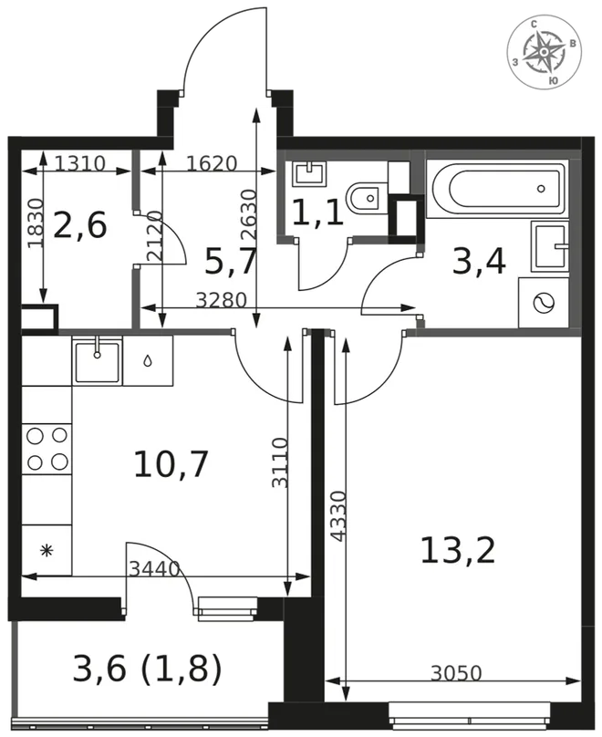 Планировка 1-комн. квартира, 38.5 м² ЖК «1-й Химкинский» Планировка 1-комн. квартира, 38.5 м² ЖК «1-й Химкинский»