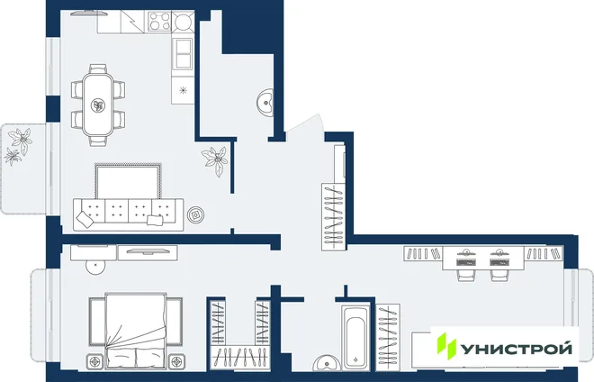 Планировка 2-комн. квартира, 75.08 м² ЖК «ГРАНД БЕРЕГ» Планировка 2-комн. квартира, 75.08 м² ЖК «ГРАНД БЕРЕГ»