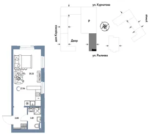 Планировка Студия, 27.94 м² ЖК «Остров-сад»