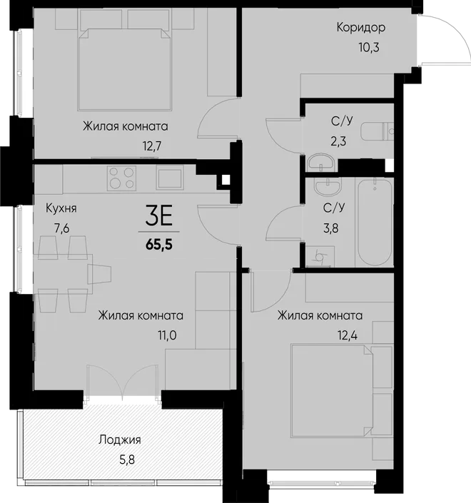 Планировка 3-комн. квартира, 66 м² ЖК «Васильевский остров» Планировка 3-комн. квартира, 66 м² ЖК «Васильевский остров»