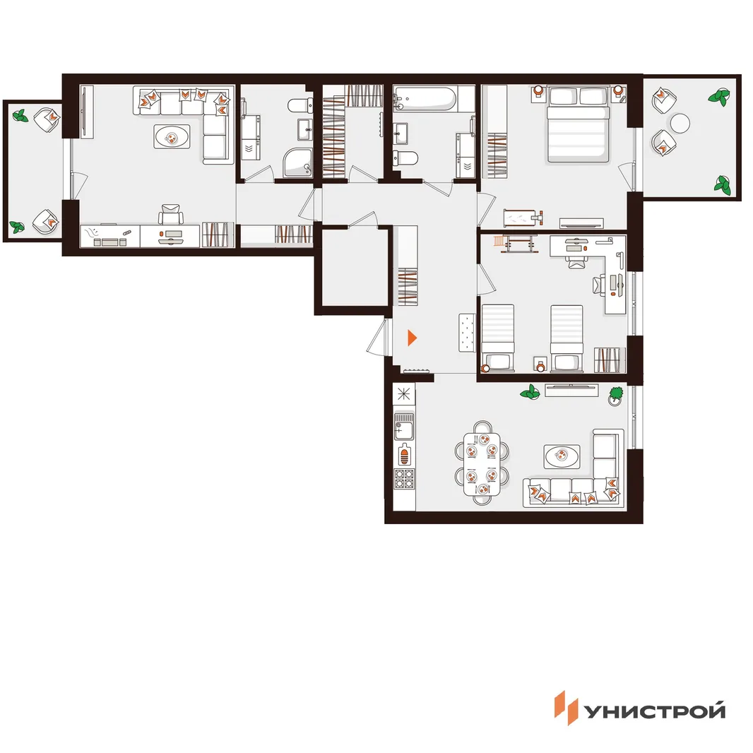 Планировка 3-комн. квартира, 102.08 м² ЖК «Лисино»