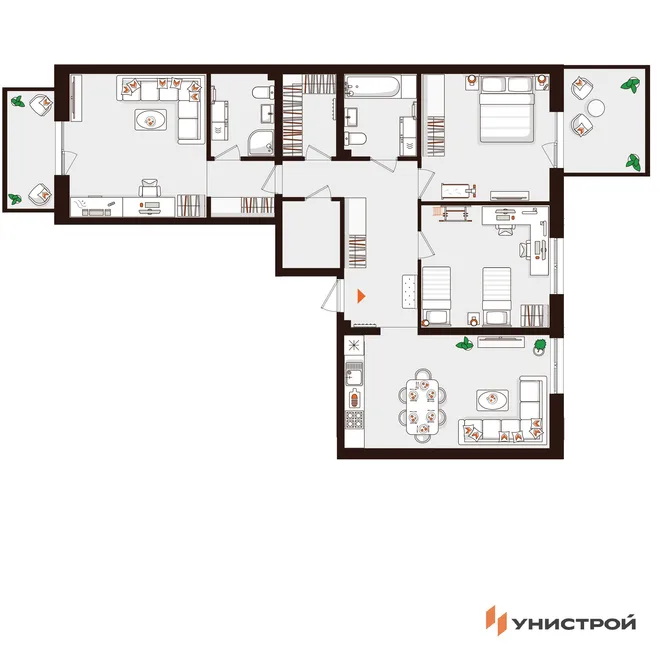 Планировка 3-комн. квартира, 102.08 м² ЖК «Лисино» Планировка 3-комн. квартира, 102.08 м² ЖК «Лисино»