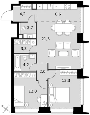 Квартира 3-комн. квартира, 71.6 м² ЖК «Amber Сity» Фото 1 Квартира 3-комн. квартира, 71.6 м² ЖК «Amber Сity» Фото 1