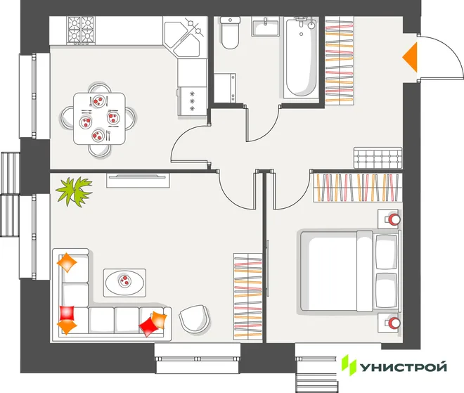 Планировка 2-комн. квартира, 49.39 м² ЖК «Атмосфера» Планировка 2-комн. квартира, 49.39 м² ЖК «Атмосфера»