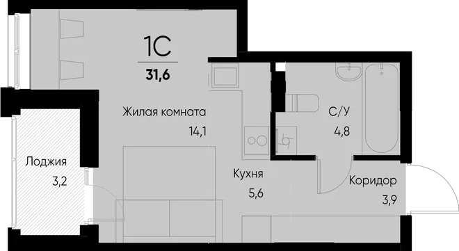 Планировка Студия, 31.6 м² ЖК «Васильевский остров» Планировка Студия, 31.6 м² ЖК «Васильевский остров»